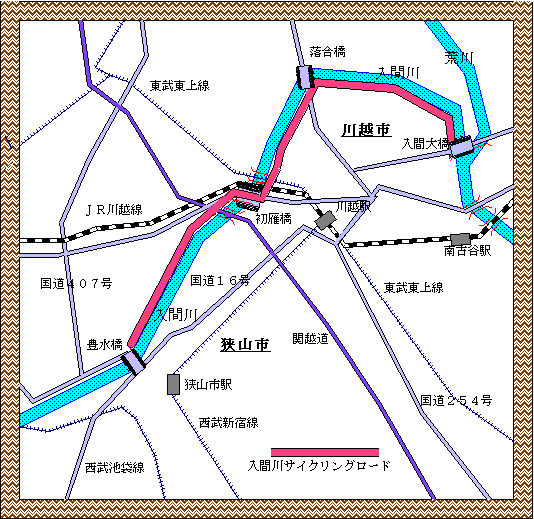 入間川サイクリングロード図